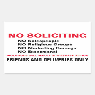 No Soliciting door sticker / door sign