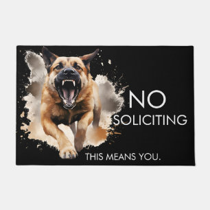 No Soliciting Guard Dog Door Mat