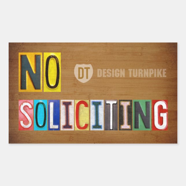 No Soliciting License Plate Letter Sign Sticker (Front)