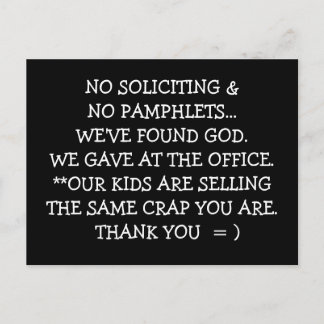 no soliciting postcard