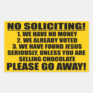 No Soliciting Rectangular Sticker