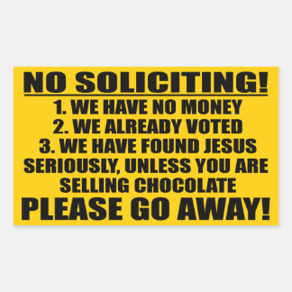 No Soliciting Rectangular Sticker