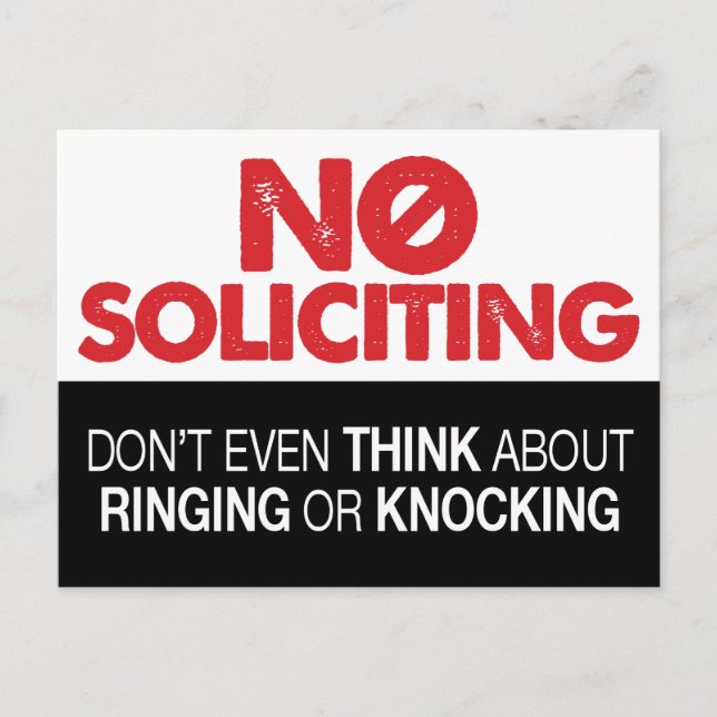 No Soliciting Sign - Don't Ring or Knock Postcard (Front)