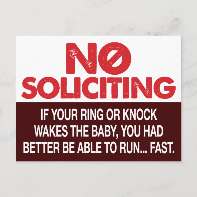 No Soliciting Sign - Don't Wake the Baby Postcard (Front)