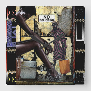 No Soliciting! Square Wall Clock