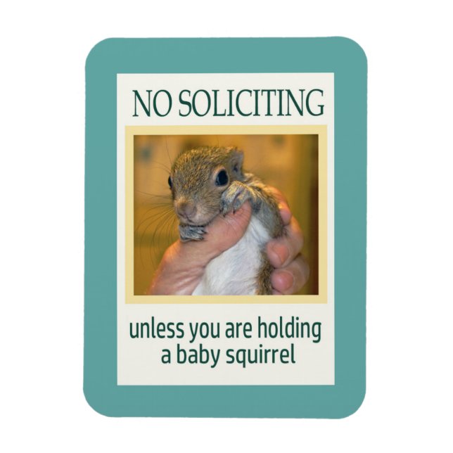 No Soliciting Squirrel Magnet (Vertical)