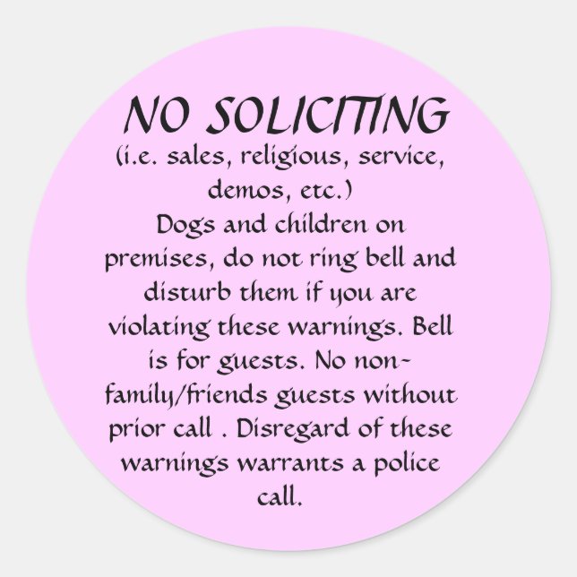 NO SOLICITING sticker (Front)