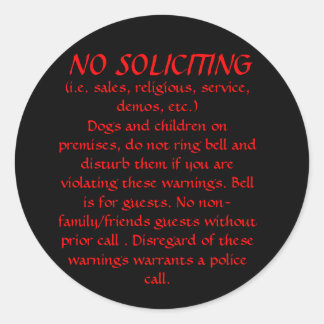 NO SOLICITING sticker (Black)