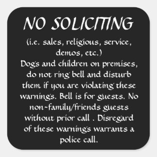 NO SOLICITING sticker (Black)