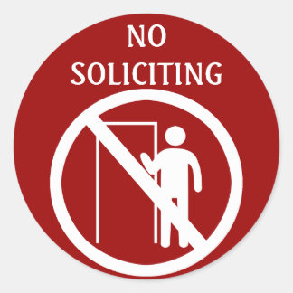 No Soliciting Stickers, Red and White Classic Round Sticker