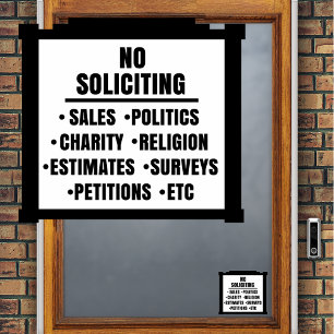 NO SOLICITING Window Cling