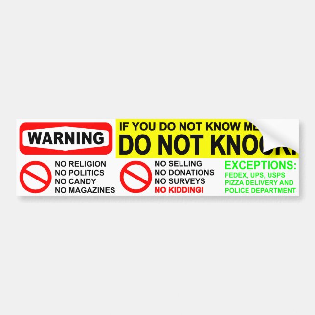 No Solicitors Door Sticker (Front)