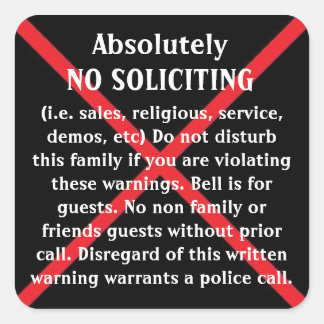 NO Solicitors door stickers