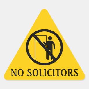 No Solicitors Stickers, Yellow Triangle Warning Sticker