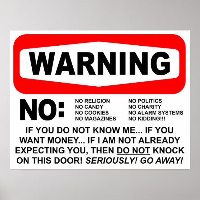 No Solicitors Warning Sign (Front)