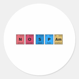 No Spam Periodic Table Classic Round Sticker