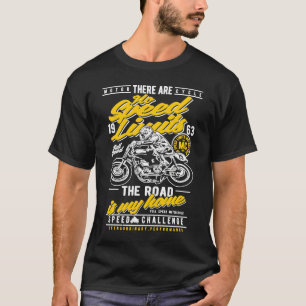 No Speed Limits Vintage Style Retro Motorcycle Rac T-Shirt