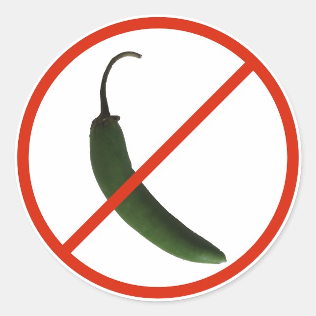 No spicy food please classic round sticker (Front)