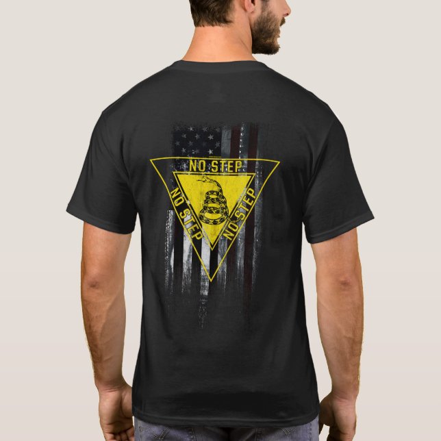 NO STEP GADSDEN SNAKE AIRCRAFT AMERICAN FLAG T-Shirt (Back)
