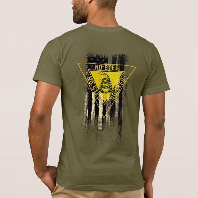 NO STEP GADSDEN SNAKE AMERICAN FLAG T-Shirt (Back)