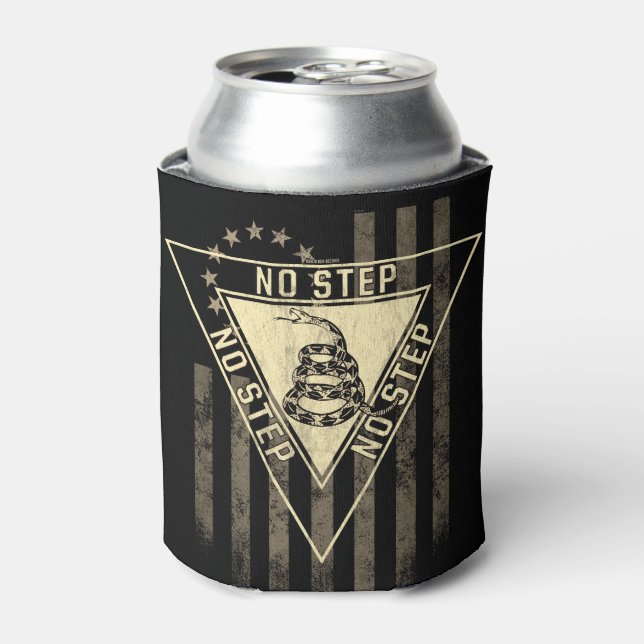 NO STEP MILITARY GADSDEN SNAKE AMERICAN FLAG CAN COOLER (Can Front)