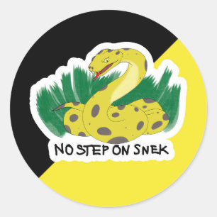 No Step on Snek AnCap Black and Yellow Snake Classic Round Sticker