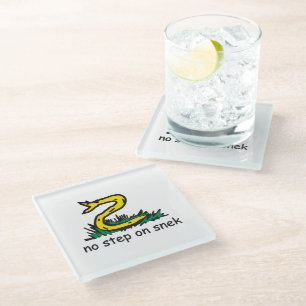 No step on snek memes Gadsden parody SnekRight Glass Coaster