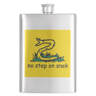 No step on snek memes Gadsden parody SnekRight Hip Flask