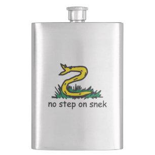 No step on snek memes Gadsden parody SnekRight Hip Flask