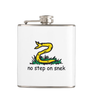 No step on snek memes Gadsden parody SnekRight Hip Flask