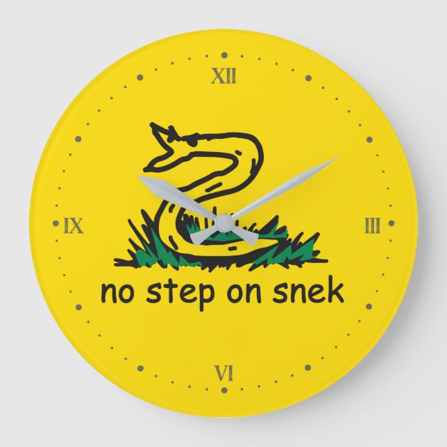 No step on snek memes Gadsden parody SnekRight Large Clock (Front)