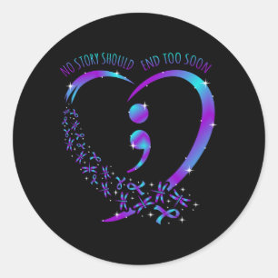 No Story Should End Happy Suicide Awareness Classic Round Sticker