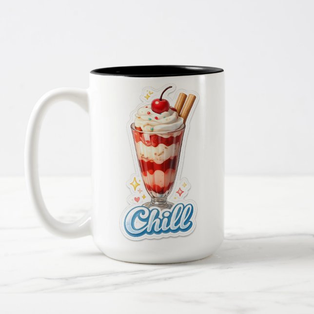 No strawberry parfait two tone coffee mug (Left)