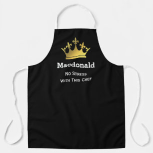 NO STRESS CHEF   Personalised Add Logo   BLACK Apron