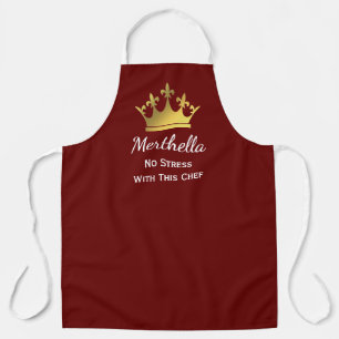 NO STRESS CHEF   Personalised Add Logo   BURGUNDY Apron