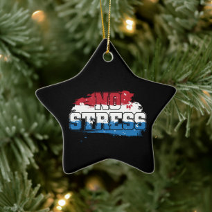 No Stress - Red White Blue Positive Mindset Ceramic Tree Decoration
