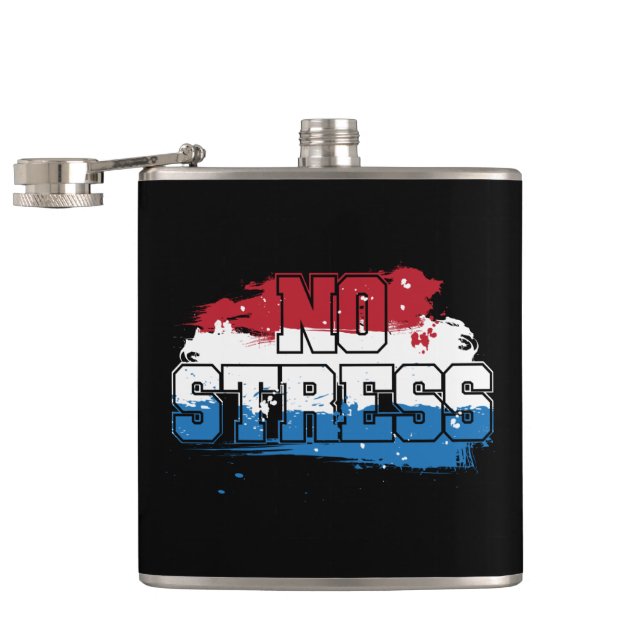 No Stress - Red White Blue Positive Mindset Hip Flask (Opened)