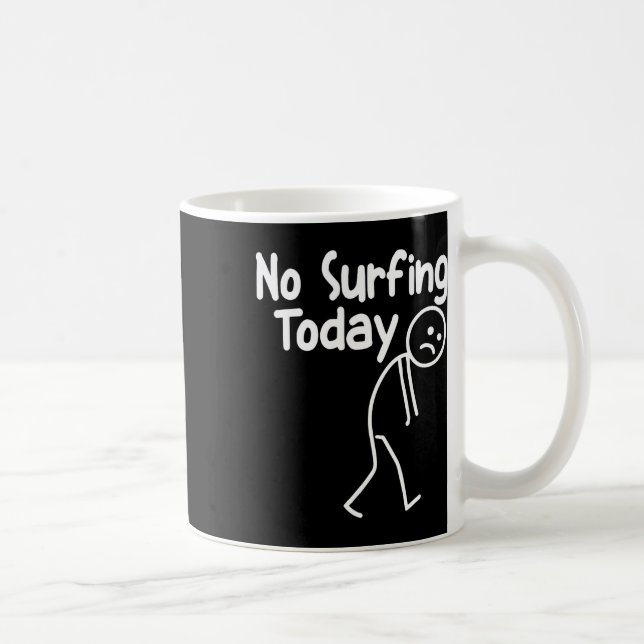 No Surfing Today Funny Stick Man Beach Wave Lover  Coffee Mug (Right)