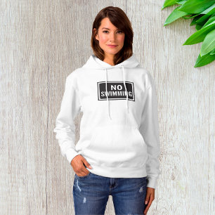 No Swimming Sign Bold Black and White Warning  Hoodie