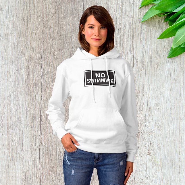 No Swimming Sign Bold Black and White Warning  Hoodie (Creator Uploaded)