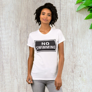 No Swimming Sign Bold Black and White Warning T-Shirt