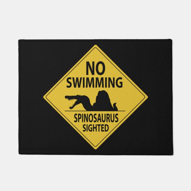 No Swimming - Spinosaurus Sign Doormat (Front)