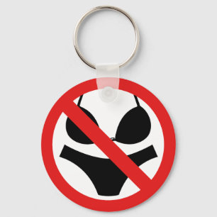 No Swimsuits Allowed Sign Key Ring