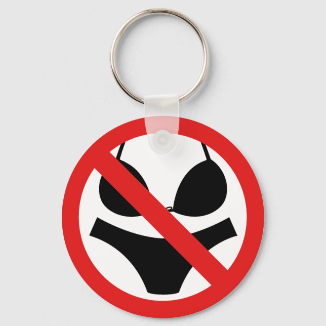 No Swimsuits Allowed Sign Key Ring (Front)