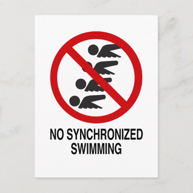 No Synchronised Swimming Vertical Postcard (Front)