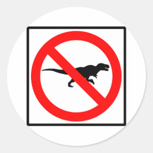 No T-Rexes Highway Sign Dinosaur Classic Round Sticker