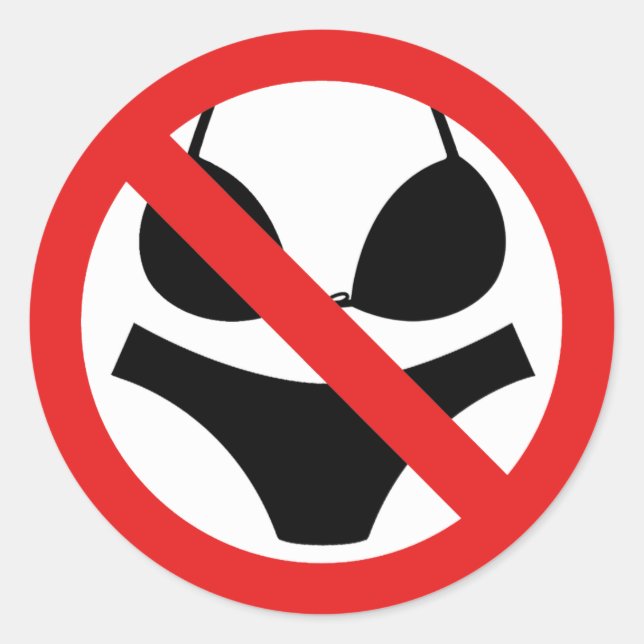 No Textiles/Bathing Costume Sign Classic Round Sticker (Front)
