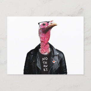 No Thank you. Funny Turkey with glasses Postcard