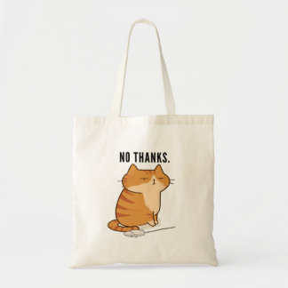 No Thanks Grumpy Orange Cat Quote Tote Bag