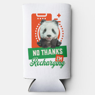 No Thanks, I’m Recharging Panda Bear Cub Battery Seltzer Can Cooler